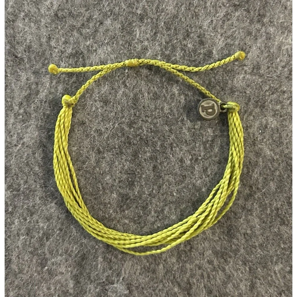 Pura Vida Wax Cord Chartreuse Stack Bracelet, One Size Adjustable Boho Hippie